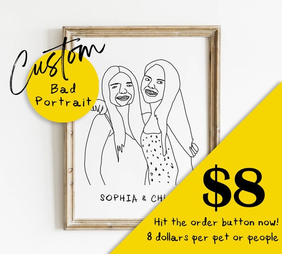 CUSTOM BAD PORTRAIT, Custom Illustration, funny portrait, Line Art, Custom Portrait, Family Portrait, Couples Portrait, Personalised Gift