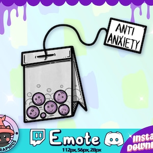 Anti Anxiety TEA BAG Twitch + Discord EMOTE | Channel Points | Streamer | Emoji, Pun, YouTube, Cute, Stream, Meme, Chat, Funny, Goth, Words