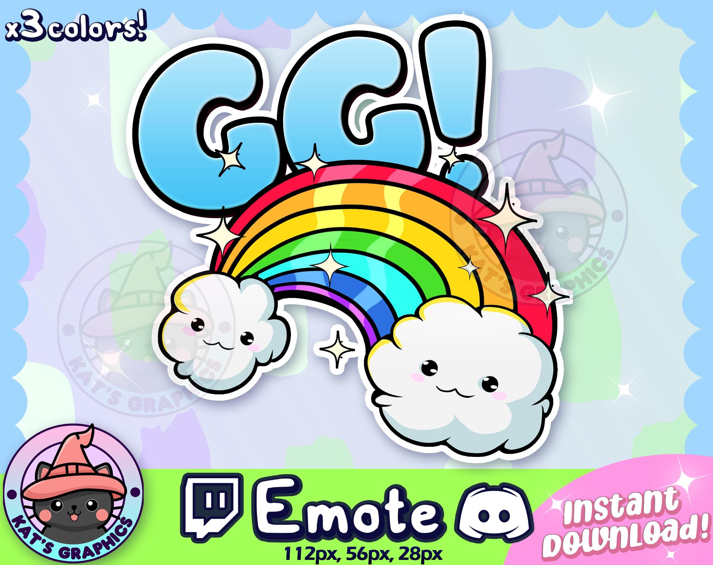 GG 素晴らしい仕事！かわいいレインボーTwitch + Discord絵文字 | チャンネルポイント、ビット |  YouTube、ストリーマー、絵文字、アイコン、ストリーム、チャット、かわいい、3色 - Etsy 日本