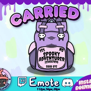 CARRIED Spooky Backpack Twitch + Discord Emotes | Channel Points | Streamer, Emoji, Icon, Cute, Stream, Meme, Quality, Funny, Unique, Carry
