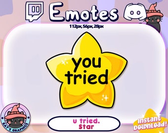 you tried. Gold Star Twitch Emote | Channel Points | Streamer Emote | Discord Emote | Adorable, Cute, Stream, Meme, Chat, Quality, Funny