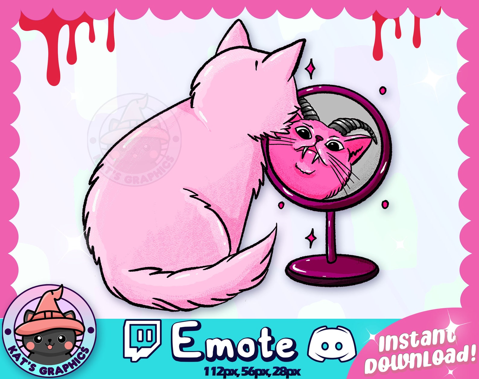 Funny Pink Evil Meme Cat Twitch + Discord Emote | Channel Points ...