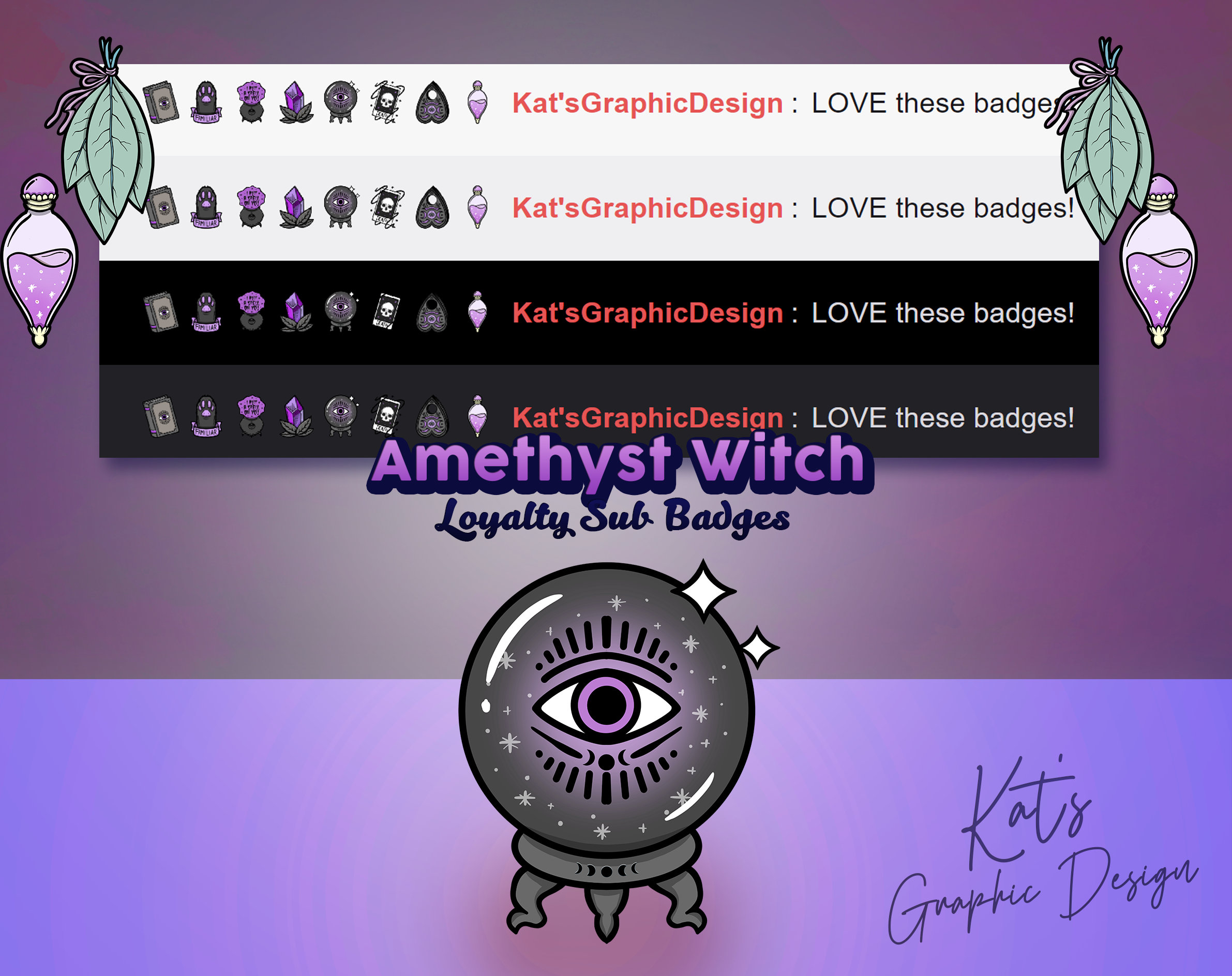 Amethyst Witch Twitch Sub Badges | Subscriber Badges, Bit Badges ...