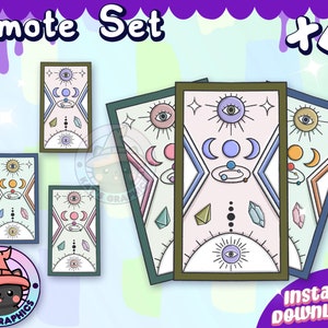 x4 SPOOKY TAROT KARTEN Set Twitch + Discord Emote | Kanalpunkte | Luftschlangen | Emoji, Scary, Stream Cards, Chat, Mond, Eye Goth, Emo, Kristall