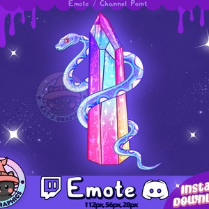 Rainbow SNAKE Gem / Crystal EMOTE Twitch + Discord | Channel Points | Streamer | Emoji, Cute, Stream, Chat, Goth, Witch, Icon, Magical