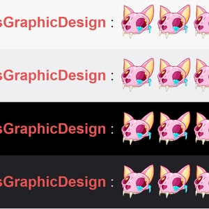 Pink Evil Cat Skull Head Twitch Discord Emote Channel Points Streamer ...