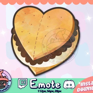 May include: A heart-shaped s'more with a brown chocolate filling and a golden graham cracker crust. The s'more is a digital illustration with a watercolour effect.