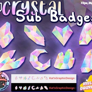 Galaxy CRYSTAL Twitch Sub Badges | Gem Subscriber Badges | Bit Badges | UNIQUE, Cute, Streamer, Sparkle, Space, Rainbow, Celestial, Glow