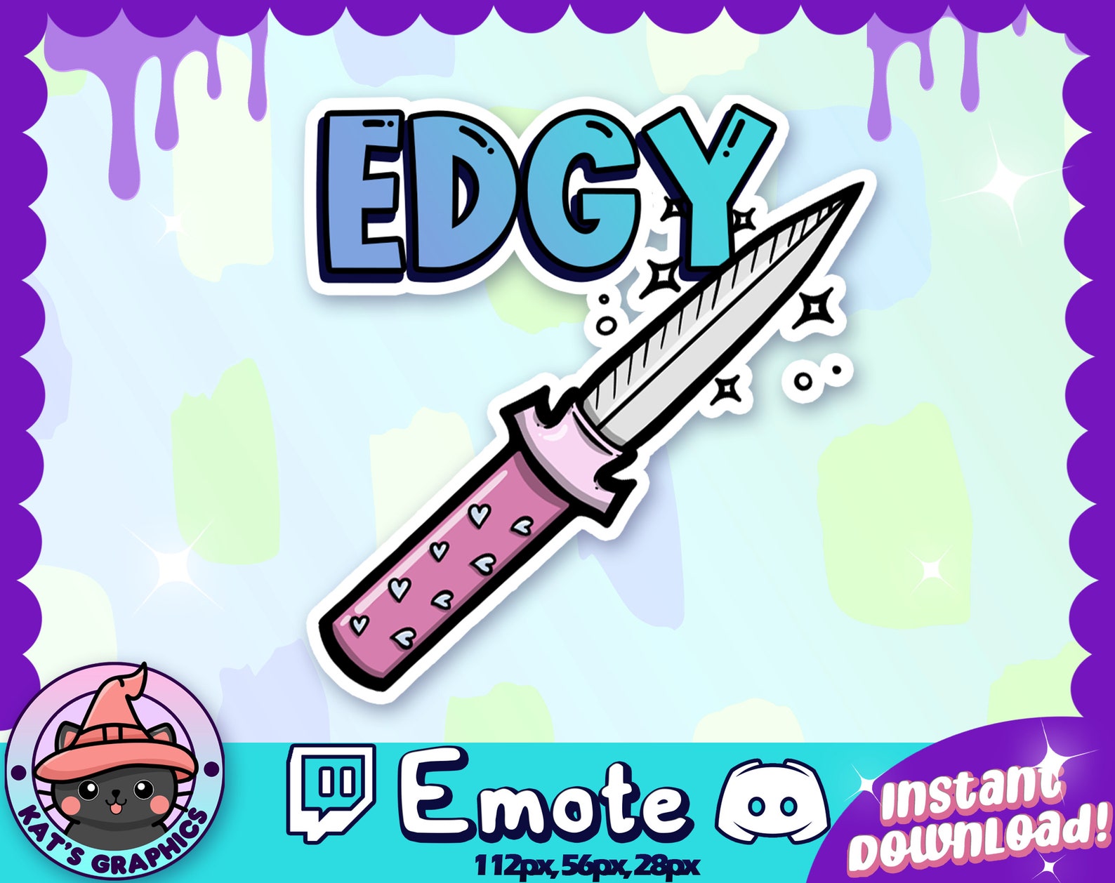 Kawaii Edgy Knife Twitch + Discord EMOTE Channel Points Streamer