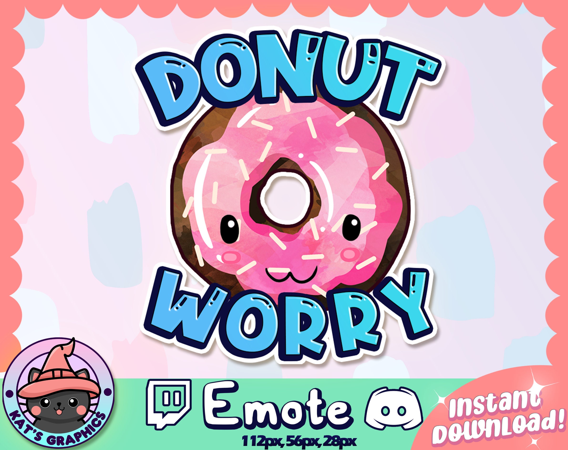 Kawaii DONUT WORRY Twitch Discord Emote Channel Points Etsy