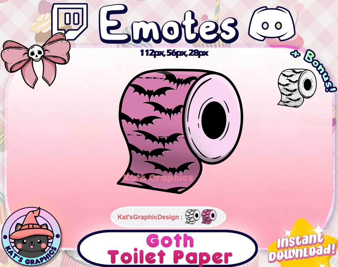 GOTH TOILET PAPER Twitch Emote Channel Points Streamer Etsy Canada