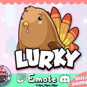 LURKY TURKEY Twitch + Discord Lurk Emote | Kanalpunkte | Luftschlange, Emoji, Icon, Niedlich, Stream, Meme, Food, Lustig, Einzigartig, Thanksgiving