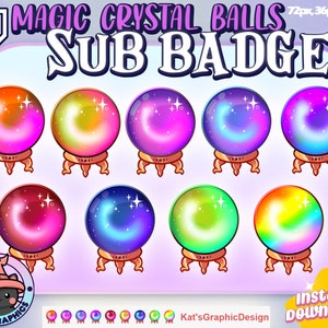 Magical Crystal Balls Twitch Sub Badges | Subscriber Badges | Bit Badges | UNIQUE, Streamer, Goth, Emo, Witchery, Cute, Colorful, Rainbow