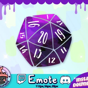 X2 D20 Dice Twitch + Discord EMOTES Dungeons and Dragons | Channel Points | Streamer, Stream, Emoji, Cute, Chat, Goth, Emo, Unique, Icon