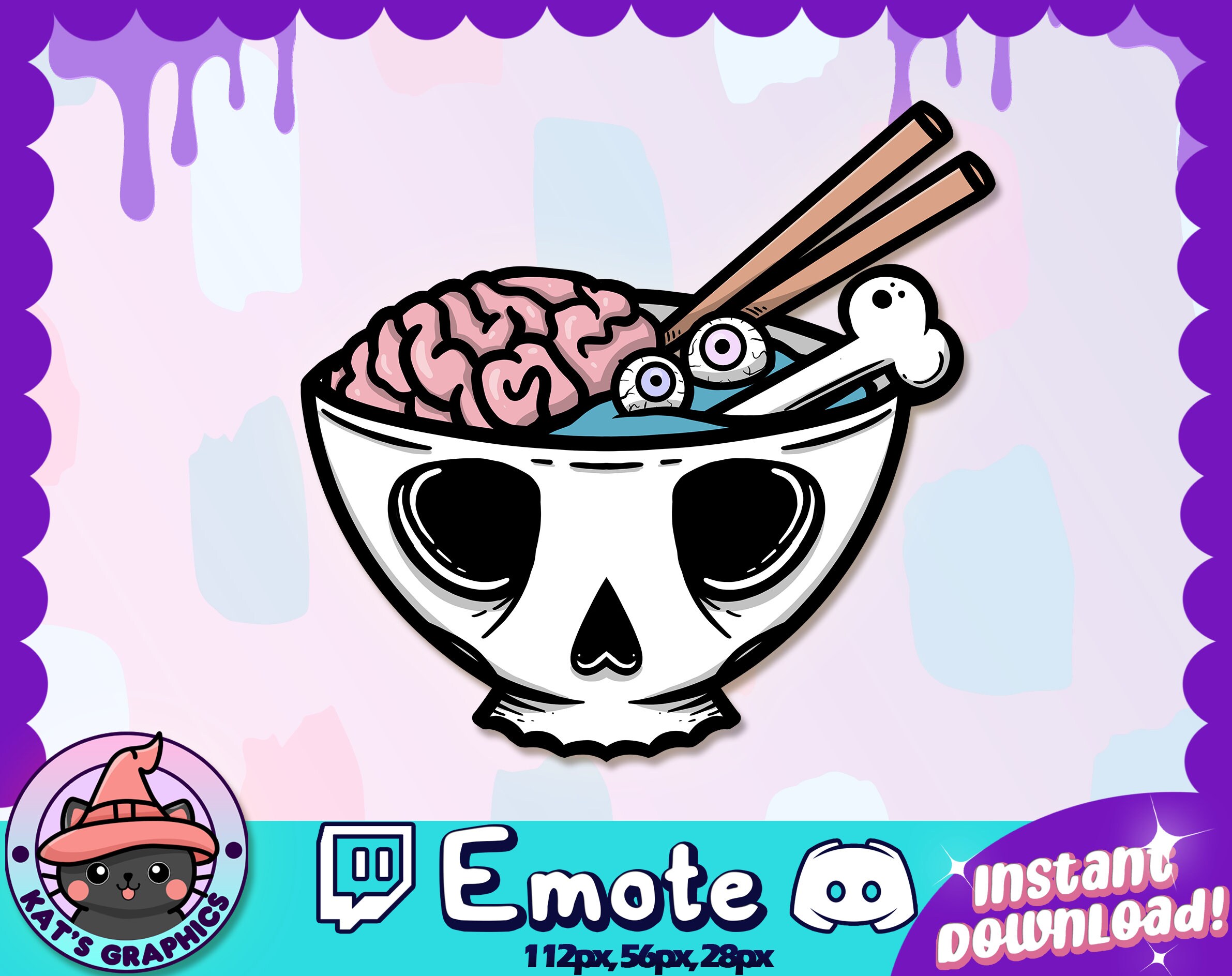 Skull Brain Ramen Twitch Discord EMOTE Channel Points Etsy