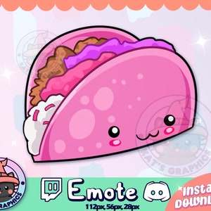 PINK TACO Twitch + Discord Emote | Channel Points | Streamer, Emoji, Icon, Cute, Stream, YouTube Icon, VTuber, Kawaii, Food, Junkfood, Yum