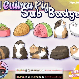 GUINEA PIG Twitch Sub Badges | Subscriber Bit Badges | Discord Role Icons | Streamer, Cute, UNIQUE, Animals, Kawaii, Pets, Pigs, Carrot