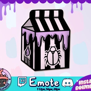 Beetle Juice PINK Twitch + Discord Emote | Pontos do Canal | Streamer | Emoji Fofo Bate-papo de Transmissão, Bruxa Emo Gótica Garrafa de Leite Caixa BeetleJuice