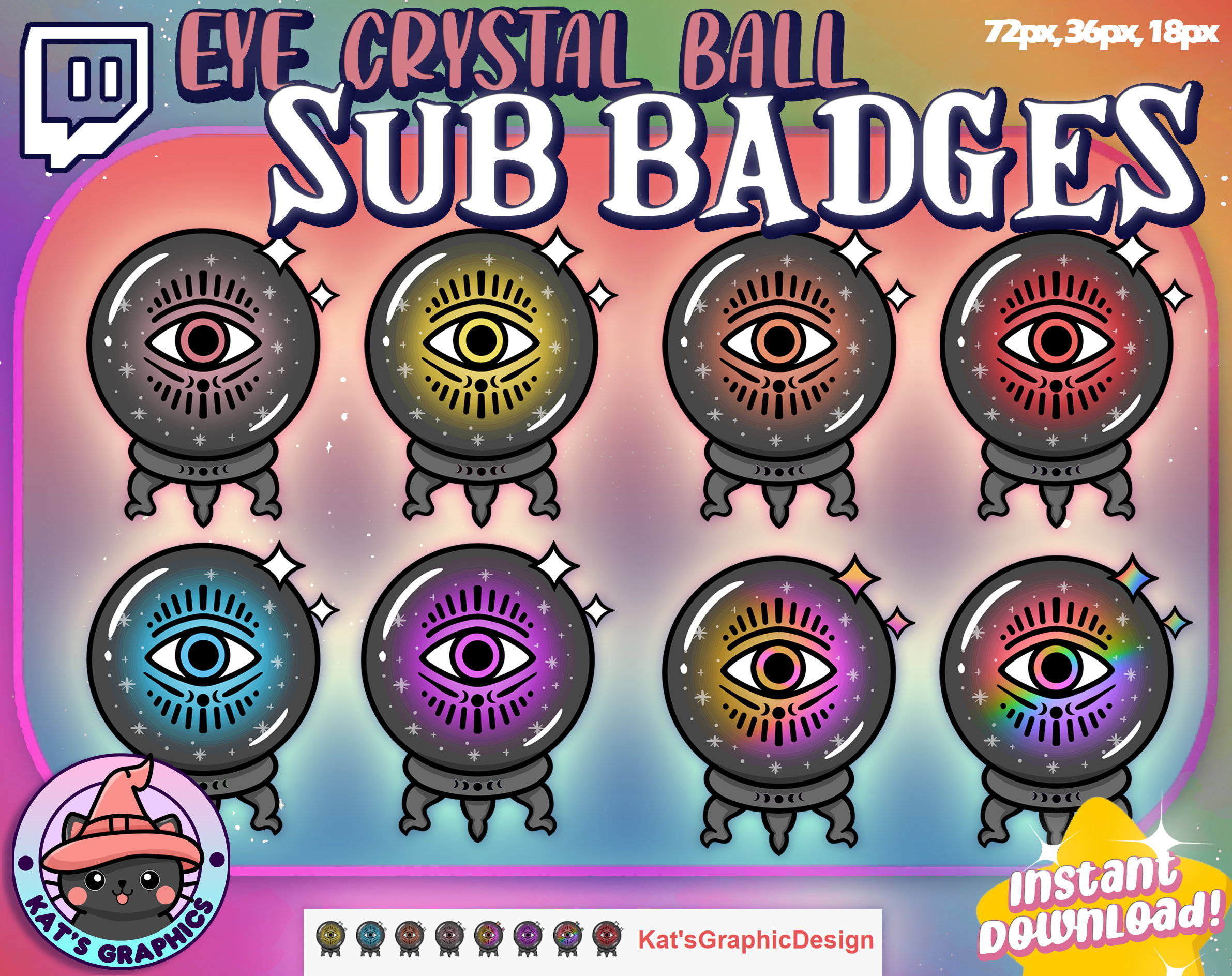 EYE Crystal Balls Twitch Sub Badges Subscriber Badges Bit Etsy