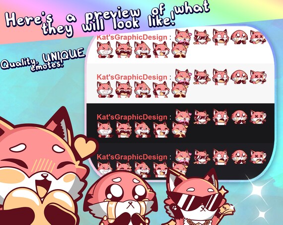 KAWAII FOX Big Pack Twitch and Discord Streamer Emotes -  Portugal