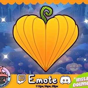 Cute Pumpkin Heart Shaped Twitch + Discord Emote | Channel Points | Streamer, Emoji, Icon, Stream, Quality, UNIQUE, Spooky, Halloween Orange