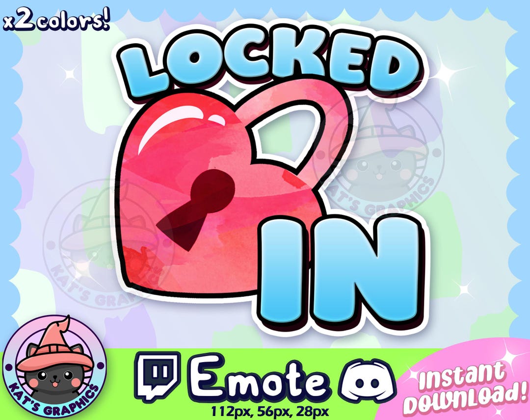 LOCKED IN Cute Heart Lock Twitch + Discord Emote | Channel Point, Bit | Youtube, Streamer, Emoji, Icon, Stream, Chat, Pun, Kawaii Face - Etsy