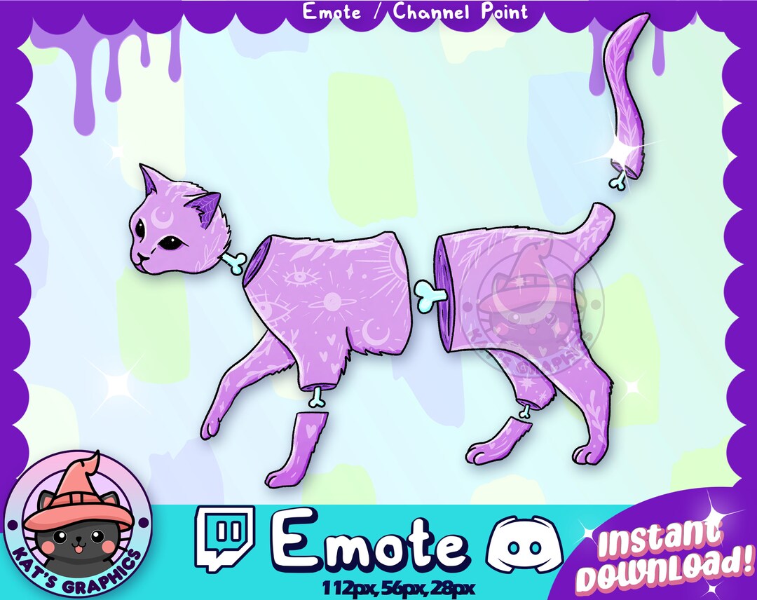 Pink Split Bone Cat Twitch + Discord Emote | Channel Points | Streamer ...