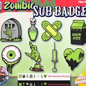ZOMBIE Twitch Sub Badges | Subscriber Badges | Bit Badges | Streamer, Green, Pink, Spooky, Emo, Witchery, Eye, Tombstone, Goth, Scary, Black