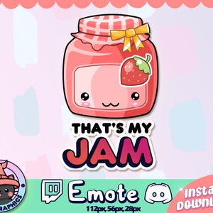That&#39;s my Jam Strawberry Twitch Emote | Channel Points | Streamer Emote | Discord Emote | Adorable, Cute, Stream, Meme, Chat, Quality, Funny