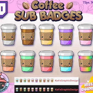 Lil' Kawaii Coffee Twitch Sub Badges | Cafe Bit Badges | Cheer Badges | Streamer, Subscriber, Cute, Colorful, Starbucks, Bean, Drink