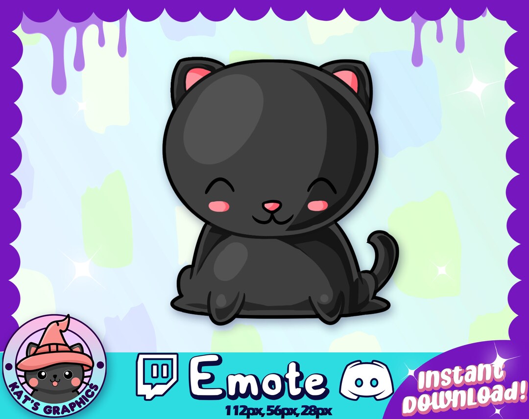 BLACK Kawaii CAT Twitch + Discord EMOTE | Channel Points | Streamer ...