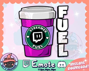 STREAMER FUEL Pink Starbucks Coffee Twitch + Discord Emote | Channel Points | Streamer | Emoji, Cute, Meme, Drink, Boba, Icon, Caffeine