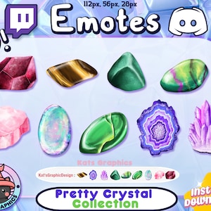 Pretty CRYSTAL Emote Pack for & Discord | Channel Points | Streamer, Emotes, HALLOWEEN, Spooky, Emo, Witch, Gem, Colorful, Ruby, Amethyst