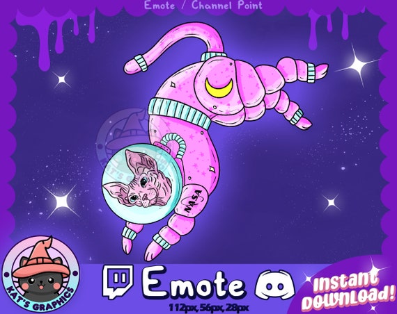 Cute Astronaut Hairless Cat Twitch Discord Emote Channel -  Portugal