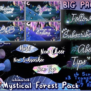 ANIMATED MYSTICAL FOREST Twitch Streamer Mega Pack | Transitions, Buttons, Alerts, Stinger, Screens | Magical Magic Forest Plants Live Witch