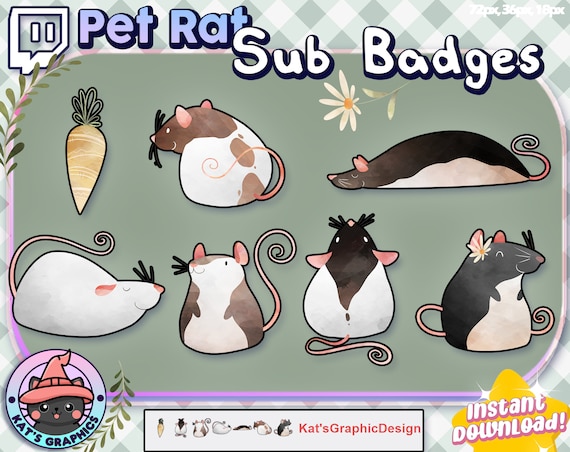 PET RAT Twitch Sub Badges Subscriber Badges Bit Badges Unique