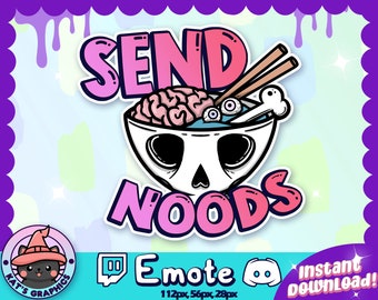 SEND NOODS Skull Brain Ramen Twitch + Discord Emote| Channel Points | Streamer | Emoji Noodle Stream Meme Chat Funny Goth Food Soup Bone