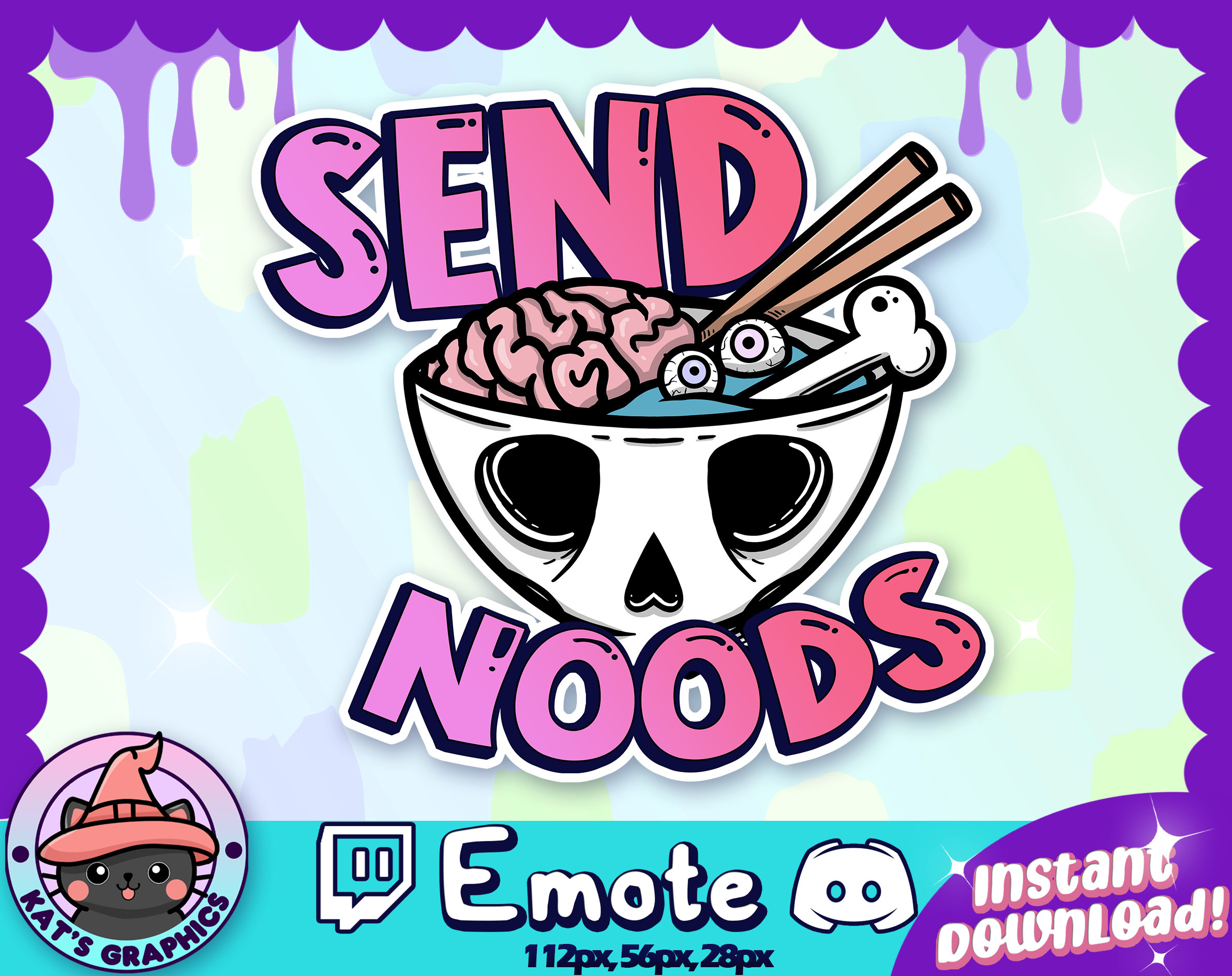 SEND NOODS Skull Brain Ramen Twitch Discord Emote Channel Etsy