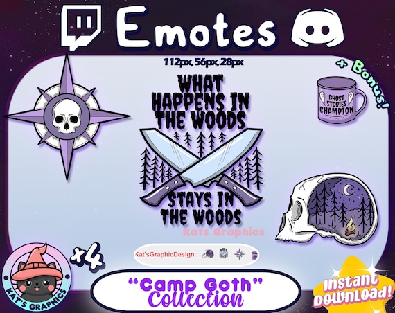 Emotes "camp Goth" | Channel Points | Streamer | Discord Emote, HALLOWEEN,  Streamer, Spooky, Emo, Witchery, Death, Skull, Emo, Purple, Ghost - Etsy