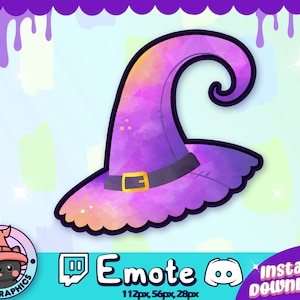 Witch&#39;s Hat EMOTE 2 For Twitch & Discord | Channel Points | Streamer | Emoji, Cute, Stream, Chat, Goth, Emo, Witch, Icon, Magical Witchcraft