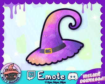 Witch's Hat EMOTE 2 For Twitch & Discord | Channel Points | Streamer | Emoji, Cute, Stream, Chat, Goth, Emo, Witch, Icon, Magical Witchcraft