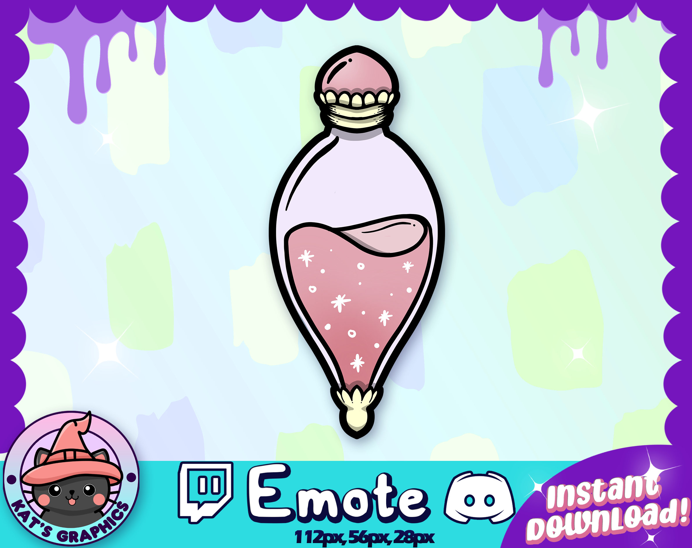 Witch Potion Twitch + Discord EMOTE | Channel Points | Streamer | Emoji, Cute, Stream, Meme, Chat, Unique, Goth, PINK, Emo, Witchery, Magic