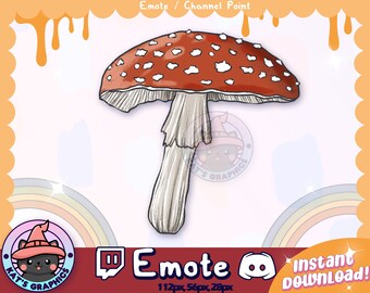 Magic RED Mushroom Twitch + Discord EMOTE | Channel Points | Streamer | Emoji, Cute, Stream, Chat, Goth Emo Witch UNIQUE Icon Potion Magical
