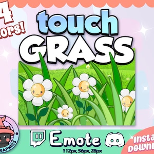 x4 TOUCH GRASS Twitch + Discord Emote | Channel Points | Streamer, Emoji, Icon, Cute, Stream, Meme, Funny, Youtube Icon, Go Outside, Outdoor