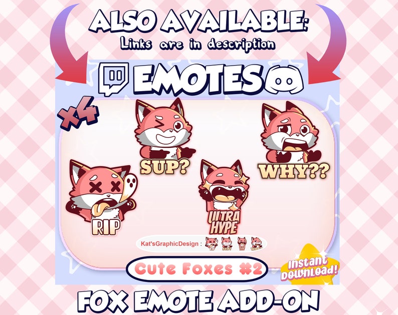 KAWAII FOX Twitch and Discord Streamer Emotes Channel Points | Etsy