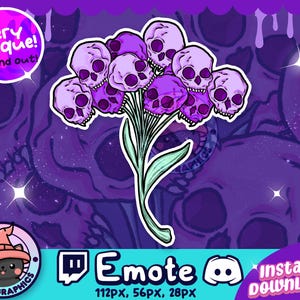 Spooky SKULL Roses Twitch + Discord EMOTE | Channel Points | YouTube, Streamer, Emoji, Cute, Goth, Icon, Skeleton, Flower, Plant, UNIQUE!