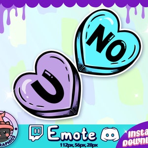 NO U Sweet Hearts Candy Emote Twitch & Discord | Channel Points | Streamer | Emoji, Cute, Stream, Chat, Icon, Magical, Purple, Blue, Text