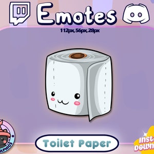 Könnte beinhalten: Eine Cartoon-Illustration einer Rolle Toilettenpapier mit einem niedlichen Gesicht. Das Toilettenpapier ist weiß mit einer braunen Pappe in der Mitte. Der Hintergrund ist lila.