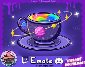 SPOOKY TEA Coffee Twitch + Discord Emote Potion | Channel Points | Streamer | Emoji, Cute, Stream, Chat, Goth, Emo, Space, Rainbow, Star