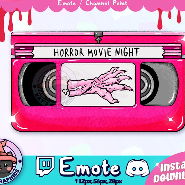 Pink Cute Record Cassette Tape HALLOWEEN Twitch + Discord Emote | Channel Points | Streamer, Emoji, Cute, Stream, Chat, Goth, Witch, Spooky